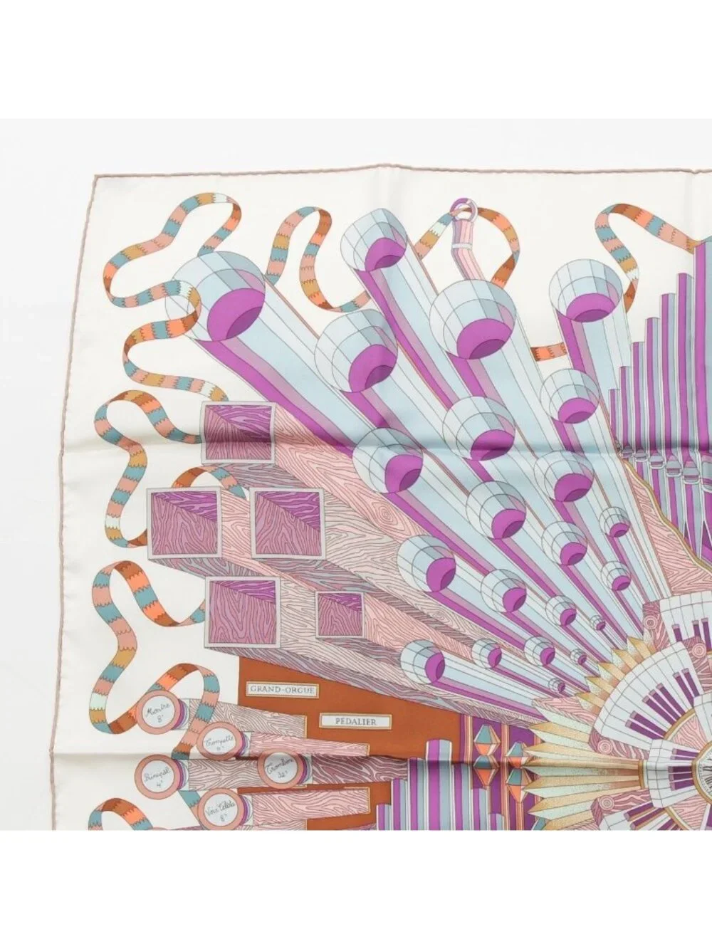★SOLD★ Hermes Carre 90 Silk Point D'orgue Fermata Scarf White - Picture 2 of 10